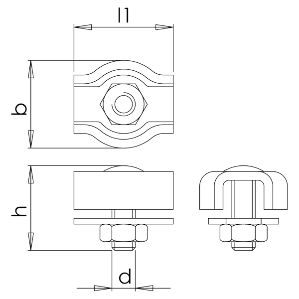 Edelstahl Simplex Seilklemme